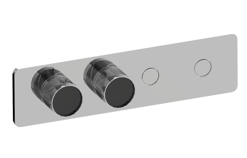 Graff G-18022HBQ-AU-T - Contemporary 2-Button Paired Knob Oblique Knurl Horizontal Trim