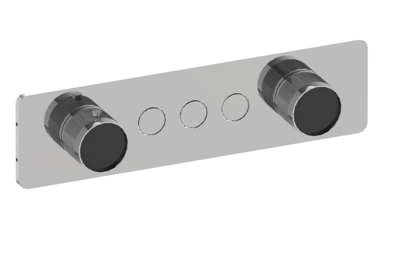 Graff G-18023HAD-AU-T - Contemporary 3-Button Split Knob Diamond Knurl Horizontal Trim