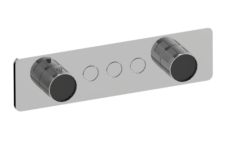 Graff G-18023HAF-AU-T - Contemporary 3-Button Split Knob Fluted Knurl Horizontal Trim