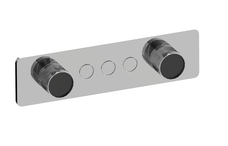 Graff G-18023HAQ-AU-T - Contemporary 3-Button Split Knob Oblique Knurl Horizontal Trim