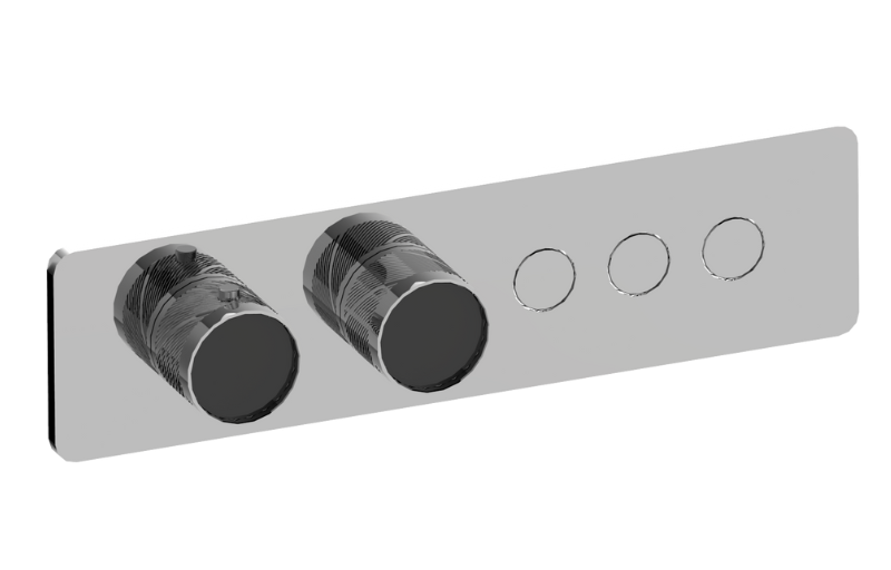 Graff G-18023HBQ-AU-T - Contemporary 3-Button Paired Knob Oblique Knurl Horizontal Trim