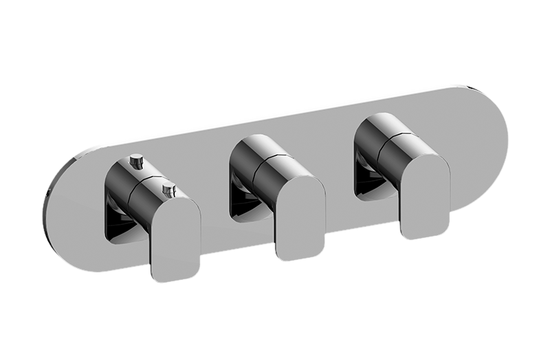 Graff G-8056H-LM42E0-AU-T - Round M-Series Valve Trim With Three Handles (Horizontal Orientation)