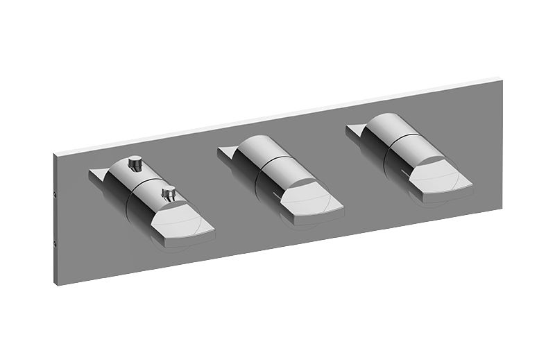 Graff G-8057H-C14E0-AU-T - Square M-Series Valve Trim With Three Handles (Horizontal Orientation)