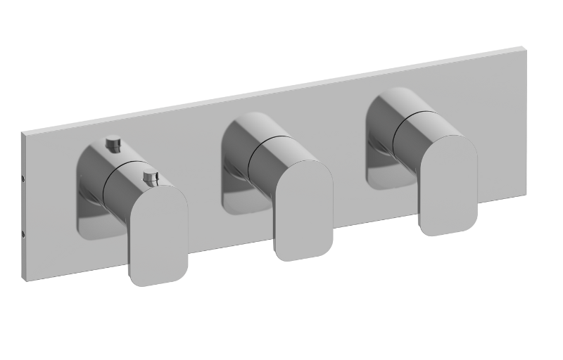 Graff G-8057H-LM42E0-AU-T - Square M-Series Valve Trim With Three Handles (Horizontal Orientation)