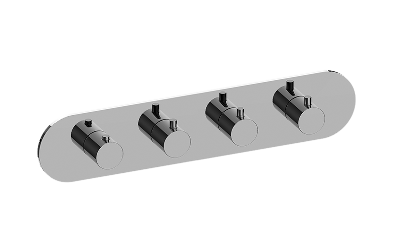 Graff G-8058H-RH0-AU-T - Round M-Series Valve Trim With Four Handles (Horizontal Orientation)