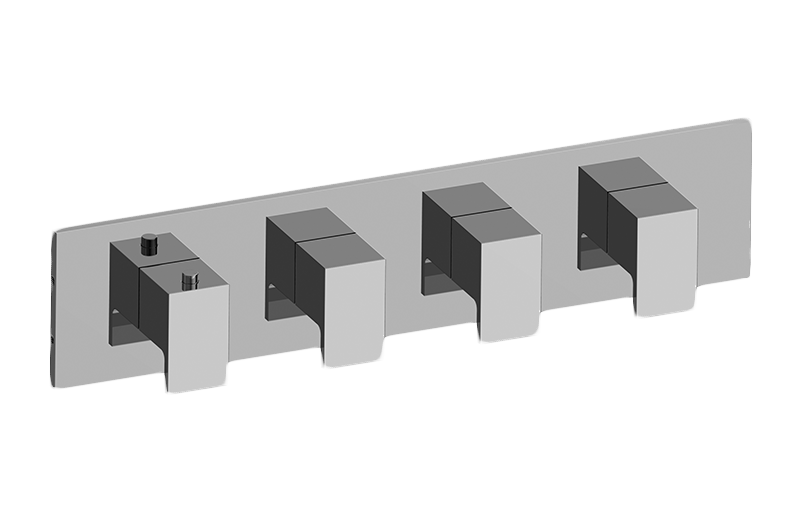 Graff G-8059H-LM31E0-BB-T - Square M-Series Valve Trim With Four Handles (Horizontal Orientation)