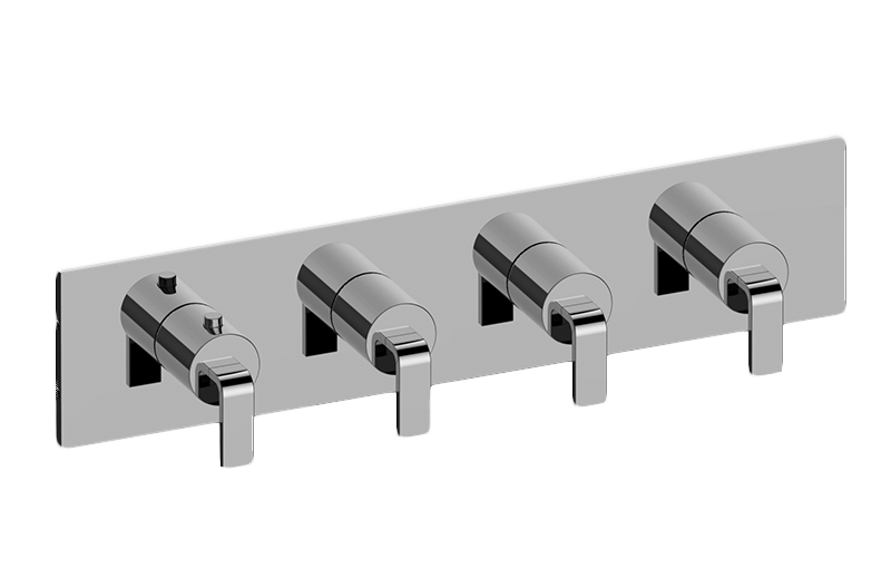 Graff G-8059H-LM40E0-BB-T - Square M-Series Valve Trim With Four Handles (Horizontal Orientation)