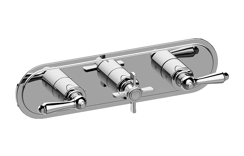 Graff G-8087H-ALM48C16-BK-T - Traditional M-Series Valve Trim With Three Handles (Horizontal Orientation)