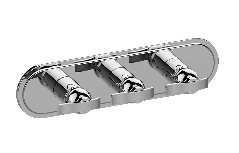 Graff G-8087H-LM20E0-AU-T - Traditional M-Series Valve Trim With Three Handles (Horizontal Orientation)