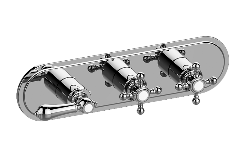 Graff G-8087H-LM34C2-AU-T - Traditional M-Series Valve Trim With Three Handles (Horizontal Orientation)
