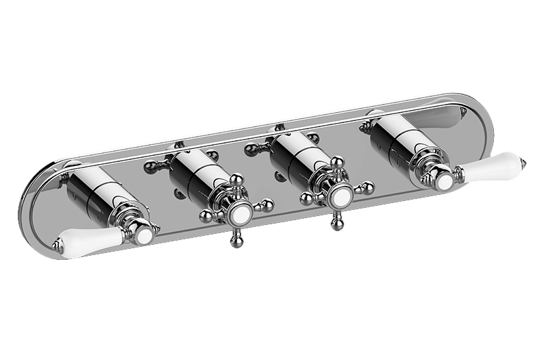 Graff G-8088H-ALC1C2-AU-T - Traditional M-Series Valve Trim With Four Handles (Horizontal Orientation)