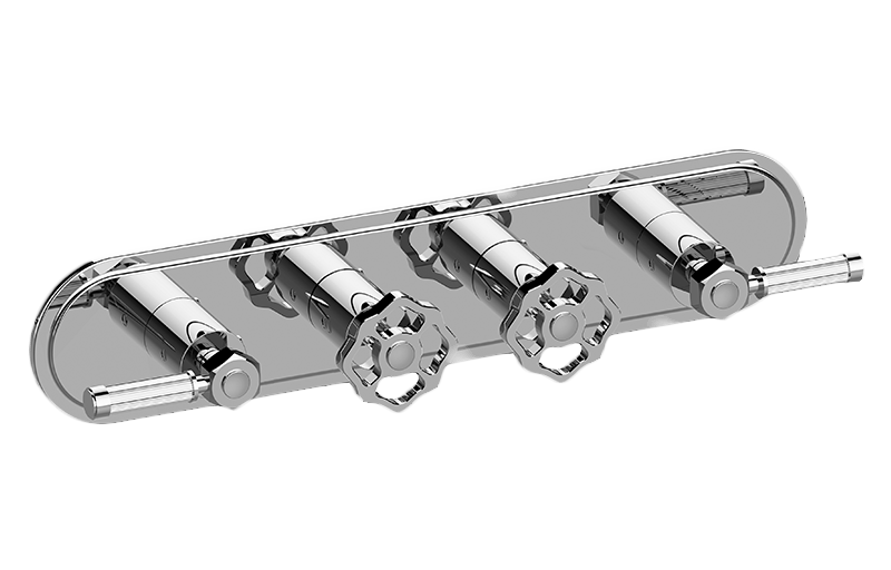 Graff G-8088H-ALM56C18-AU-T - Traditional M-Series Valve Trim With Four Handles (Horizontal Orientation)