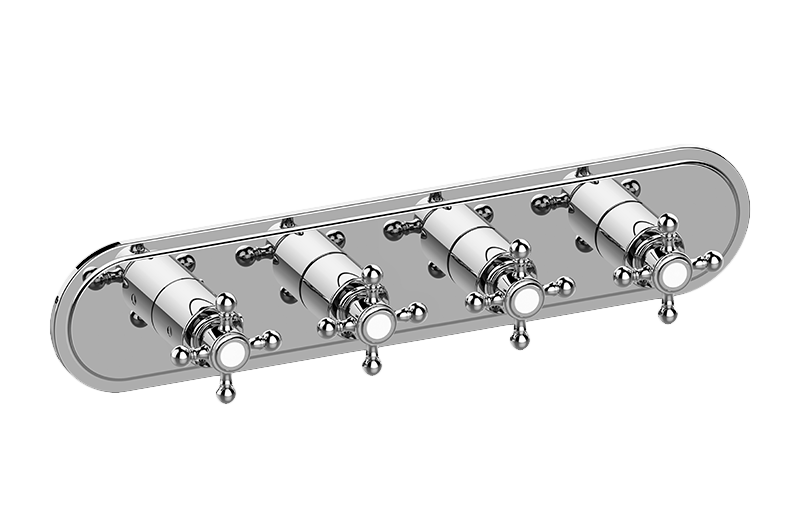 Graff G-8088H-C2E0-AU-T - Traditional M-Series Valve Trim With Four Handles (Horizontal Orientation)
