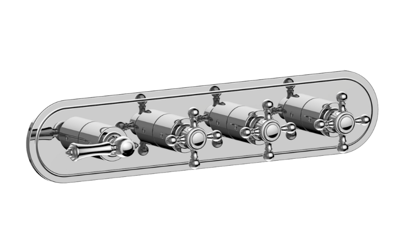 Graff G-8088H-LM15C2-BAU-T - Traditional M-Series Valve Trim With Four Handles (Horizontal Orientation)