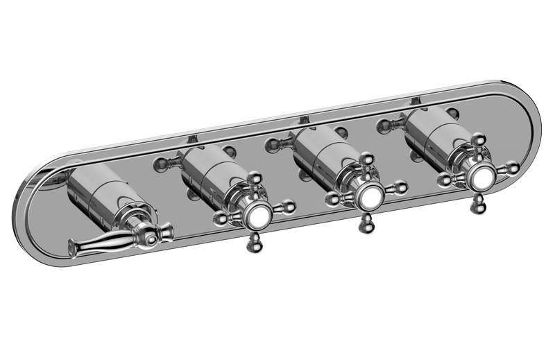 Graff G-8088H-LM22C2-AU-T - Traditional M-Series Valve Trim With Four Handles (Horizontal Orientation)
