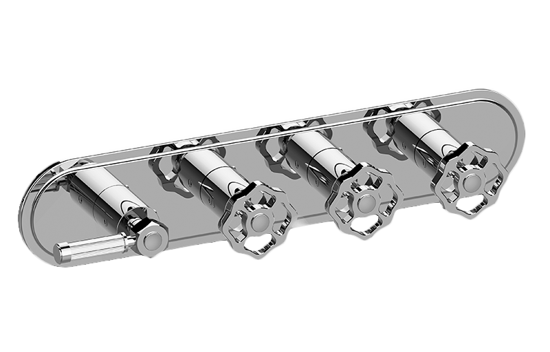 Graff G-8088H-LM56C18-AU-T - Traditional M-Series Valve Trim With Four Handles (Horizontal Orientation)