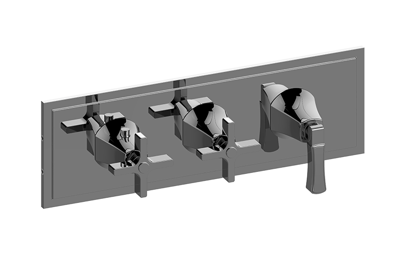 Graff G-8178H-2C1L-BK-T - Finezza Due, Vignola M-Series Valve Trim With Three Handles (Horizontal Orientation)