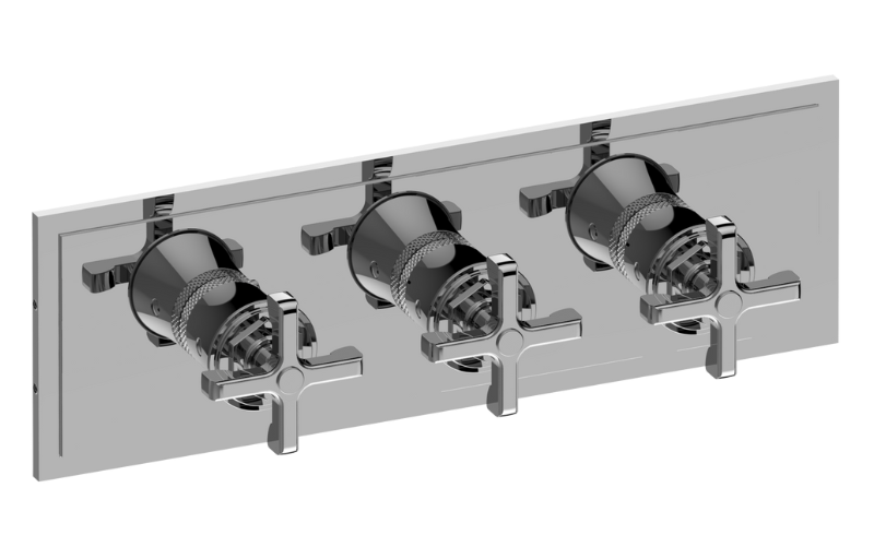 Graff G-8178HH-C20E0-BK-T - Finezza Due, Vignola M-Series Valve Trim With Three Handles (Horizontal Orientation)