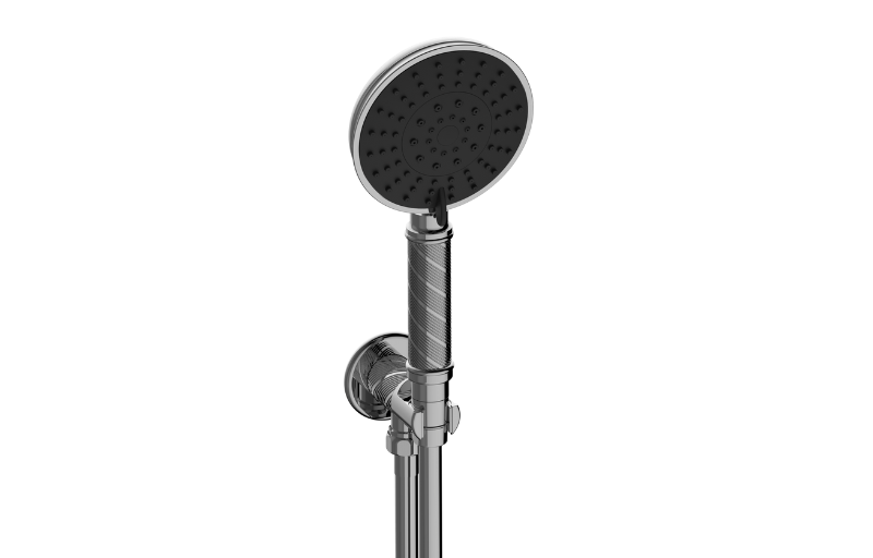Graff G-8697TQ-AU - Traditional Handshower With Wall Bracket And Integrated Wall Supply Elbow Oblique Knurled
