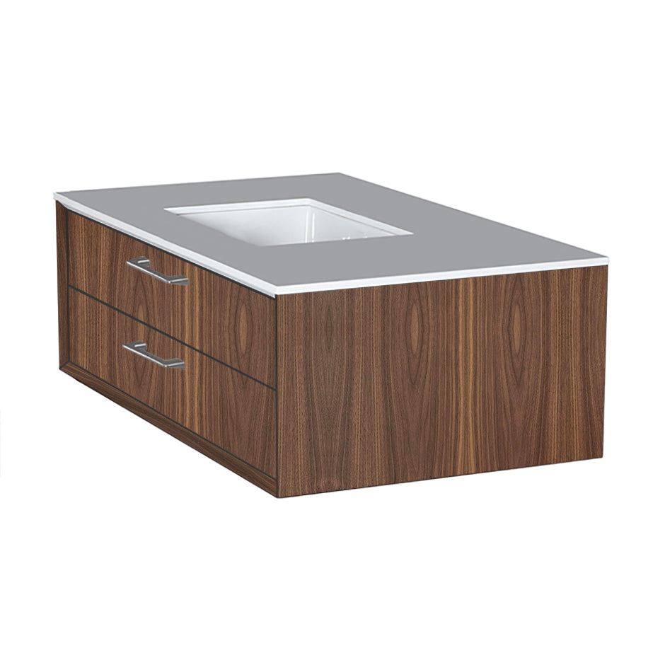 Lacava - Cabinet Of Wall-Mount Under-Counter Vanity Featuring One Drawer And Solid Surface Countertop With A Cut-Out For Undermount Sink (Pulls Included). Sink 5452Un Sold Separately. W:35 3/4", D: 21 7/8", H: 12".
