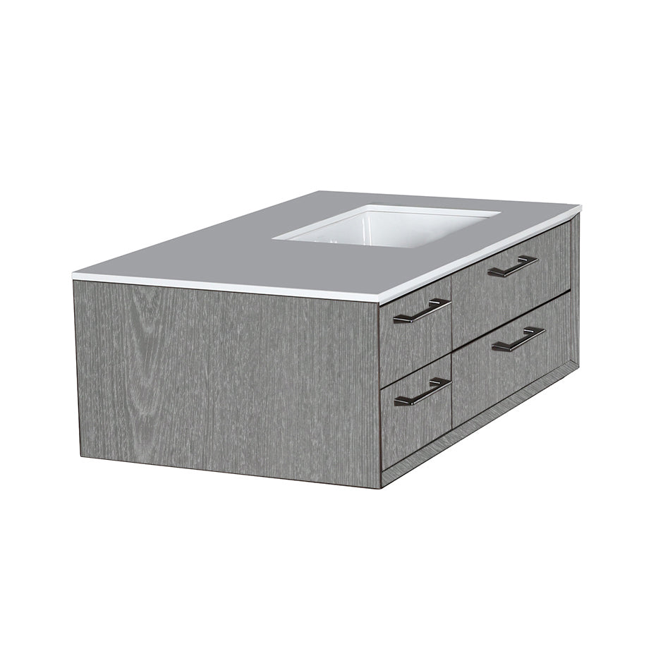 Lacava - Solid Surface Countertop With A Cut-Out For Under-Mount Sink 5452Un For Wall-Mount Under-Counter Vanity Gem-Un-36R With Sink On The Right, Sold Together With The Cabinet. W: 36", D: 22", H: 1/2".