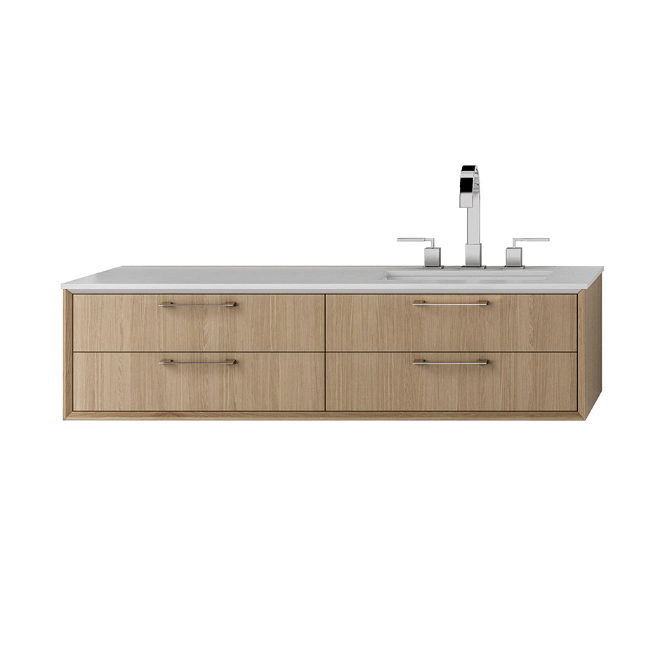 Lacava - Cabinet Of Wall-Mount Under-Counter Vanity Featuring Three Drawers And Solid Surface Countertop With A Cut-Out For Undermount Sink (Pulls Included) On The Right. Sink 5452Un Sold Separately. W:47 3/4", D: 21 7/8", H: 12".