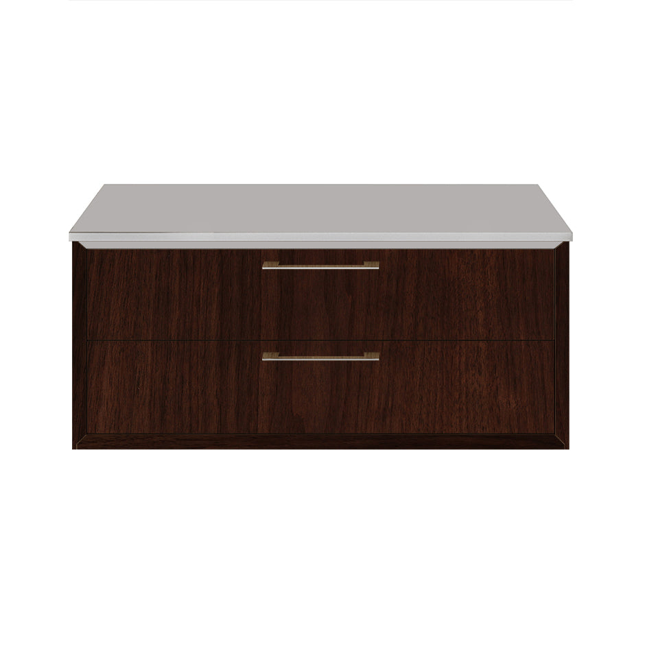 Lacava - Cabinet Of Wall-Mount Under-Counter Cabinet Featuring One Drawer And Solid Surface Countertop (Pulls Included). W:29 3/4", D: 21 7/8", H: 12".