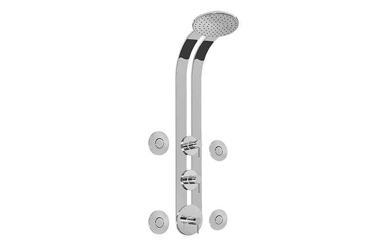 Graff GD3.100A-LM37S-BK-T - Round Thermostatic Ski Shower Set W/Body Sprays (Trim)