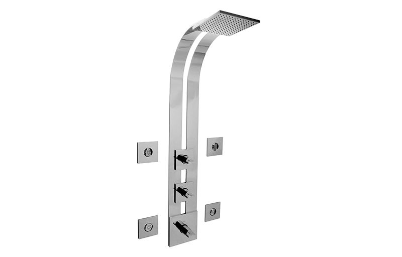 Graff GE3.100A-C14S-BK-T - Square Thermostatic Ski Shower Set W/Body Sprays (Trim)