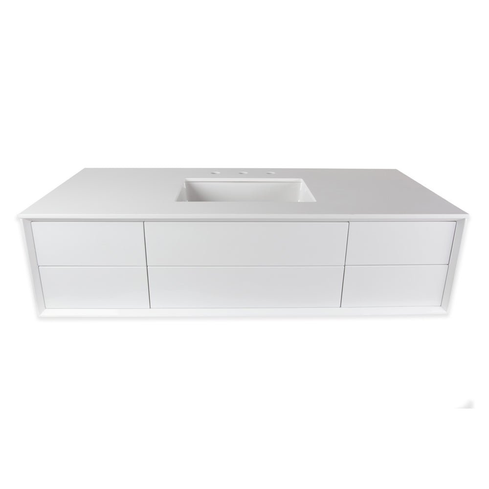Lacava - Solid Surface Countertop With A Cut-Out For Under-Mount Sink 5452Un For Wall-Mount Under-Counter Vanity Gem-Un-48, W: 48", D: 22", H: 1/2".