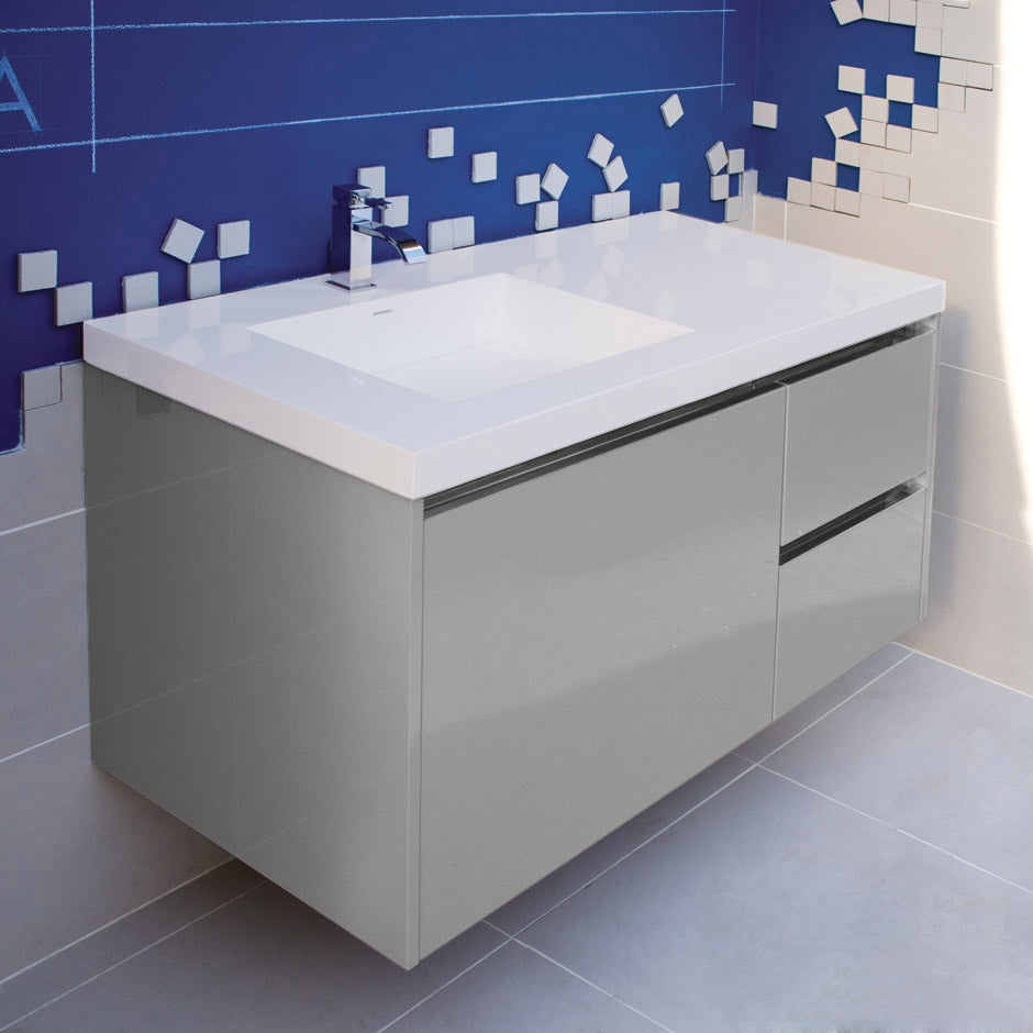 Lacava - Wall-Mounted Undercounter Vanity With A Large Drawer On Left And 2 Small Drawers On Right, Washbasin #H264Ltsold Separately , W: 47 3/4", D: 20 7/8", H: 22"