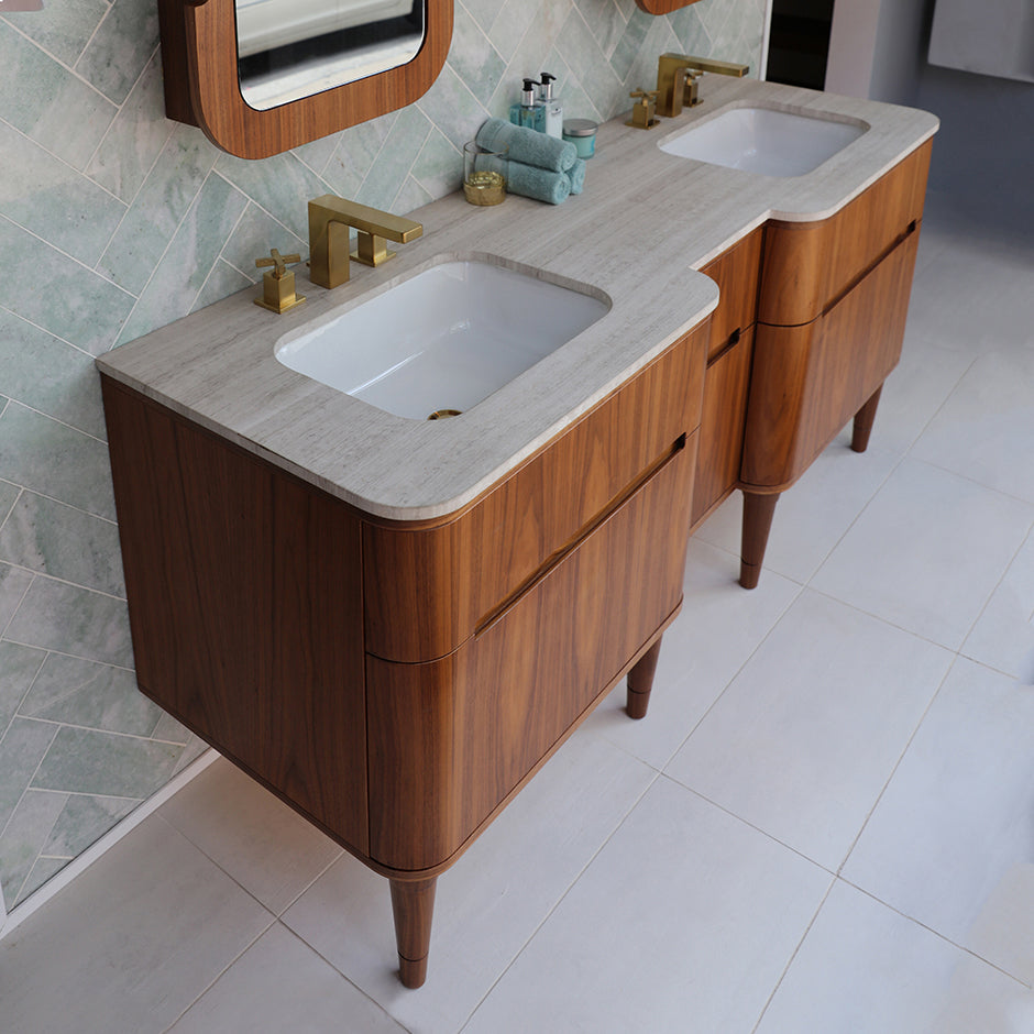 Lacava - Wall Mount Under-Counter Double Vanity With Four Finger Routed Drawers. H27 Leg, H275T Countertop And H270 Bathroom Sink Are Sold Separately. W: 59 1/2", D: 21 3/4", H: 22 1/4"