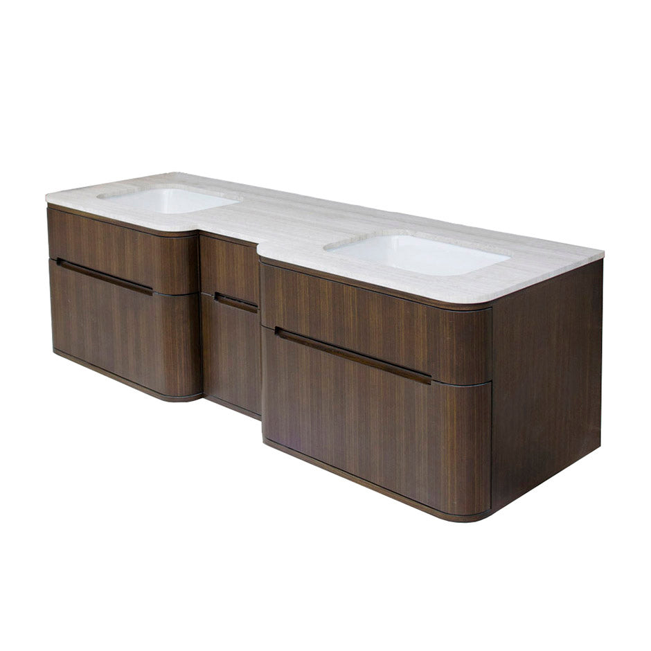 Lacava - Wall Mount Under-Counter Double Vanity With Four Finger Routed Drawers. H27 Leg, H276T Countertop And H270 Bathroom Sink Are Sold Separately. W: 71 1/2", D: 21 3/4", H: 22 1/4".
