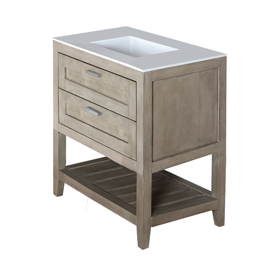 Lacava - Free Standing Under-Counter Vanity With Two Drawers(Knobs Included) And Slotted Shelf In Wood. Under-Mount Sink 5452Un, Stone Countertop H282T Are Not Included. W: 29 1/2", D: 20 3/4", H: 34 1/4".