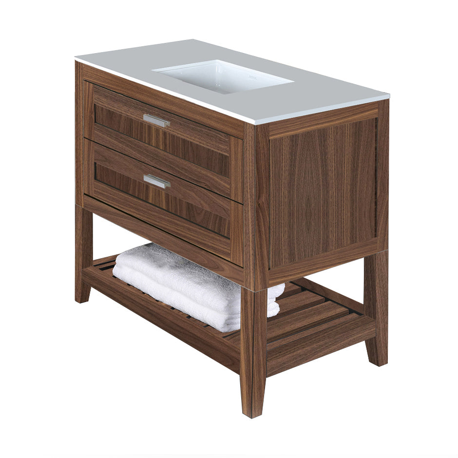 Lacava - Free Standing Under-Counter Vanity With Two Drawers(Knobs Included) And Slotted Shelf In Wood. Under-Mount Sink 5452Un, Stone Countertop H283T Are Not Included. W: 35 1/2", D: 20 3/4", H: 34 1/4".