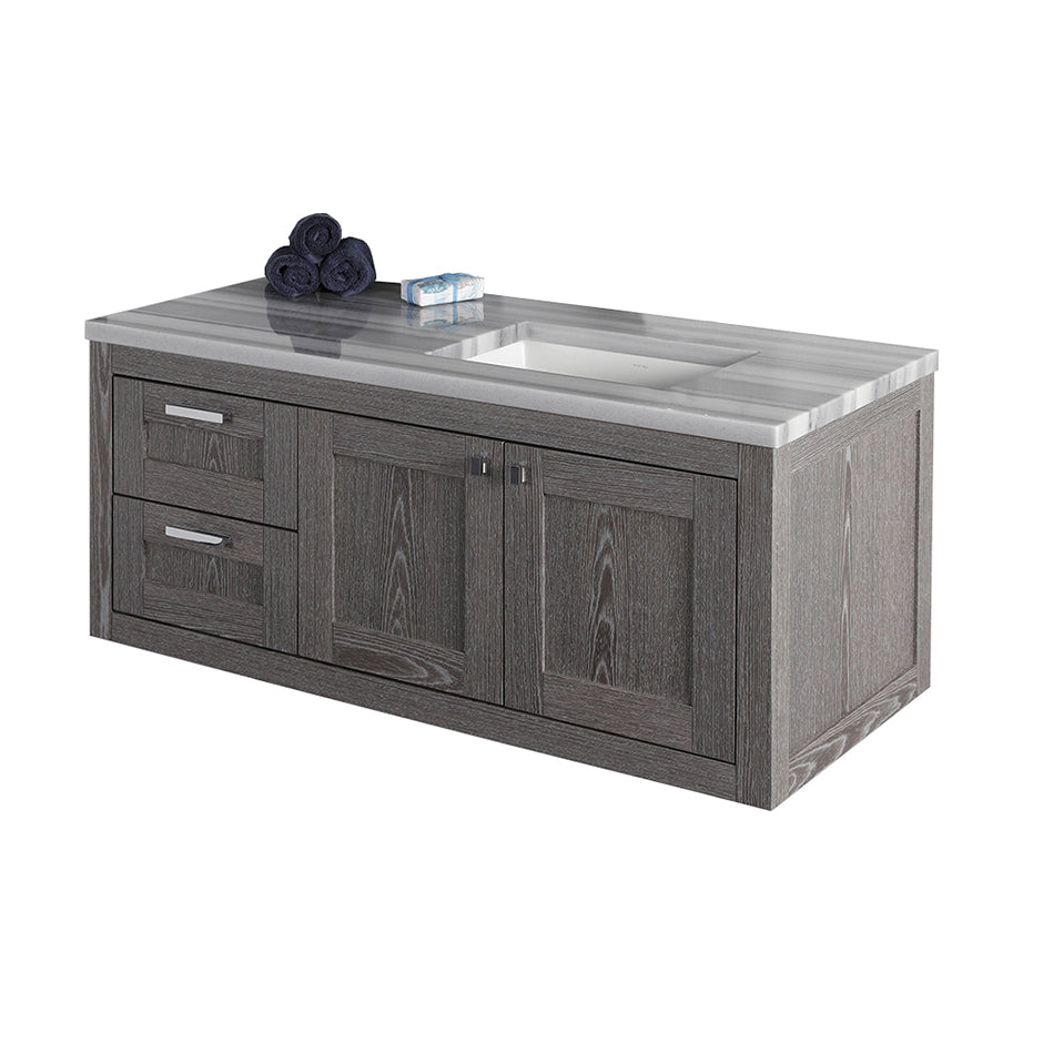 Lacava - Wall-Mount Under-Counter Vanity With Two Drawers On The Left And Two Doors On The Right. Knobs And Pulls Included. Under-Mount Sink 5452Un And Countertop H284Lt Are Sold Separately. W: 47 /2', D: 20 3/4", H: 19 3/8".