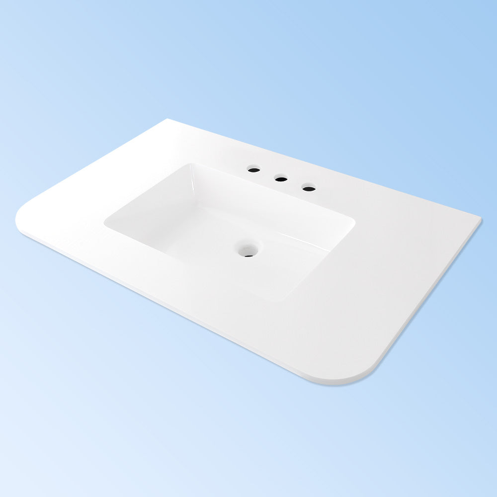 Lacava - Vanity-Top Sink Made Of Solid Surface, With An Overflow. 1/2" Thick Backsplash Sold Separately. W: 36 ", D: 22", H: 6 1/2". 01 - One Faucet Hole. Compatible With Vanity Flt-W-36.