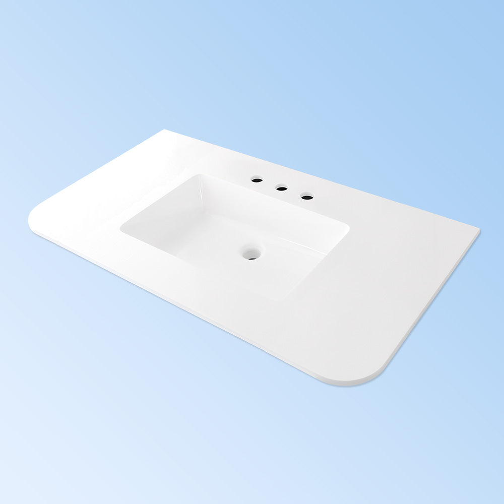 Lacava K48-FLT/K48-ELE-03-M - Vanity-Top Sink Made Of Solid Surface, With An Overflow. 1/2" Thick Backsplash Sold Separately. W: 48 ", D: 22", H: 6 1/2". 00 - Three Faucet Holes. Compatible With Vanities Ele-W-48 And Flt-W-48S.