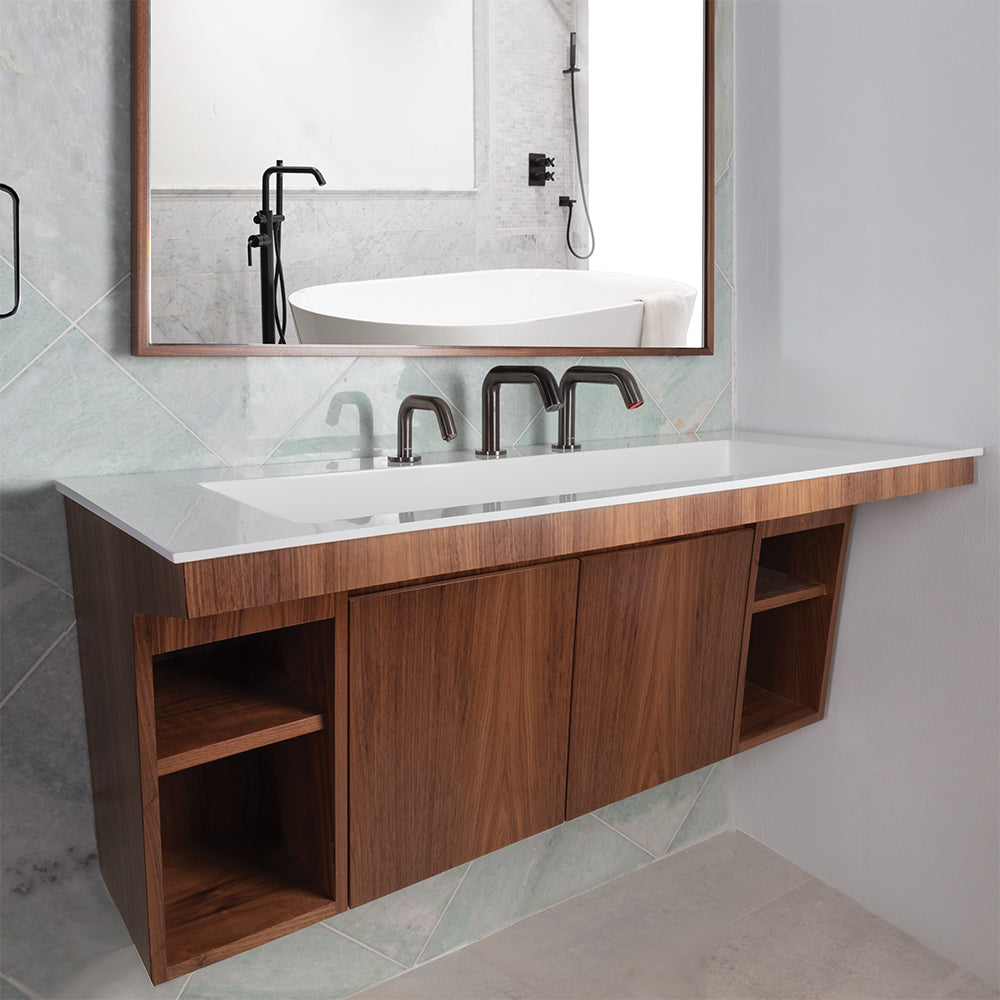 Lacava - Wall-Mount Vanity With Two Doors And Fingerpull Openings; Can Meet Federal Ada Requirements When Installed Correctly. Vanity Top Sink K48, K48B, K48L And K48R Sold Separately. 47-1/2"W, 21-3/4"D, 23-1/2"H