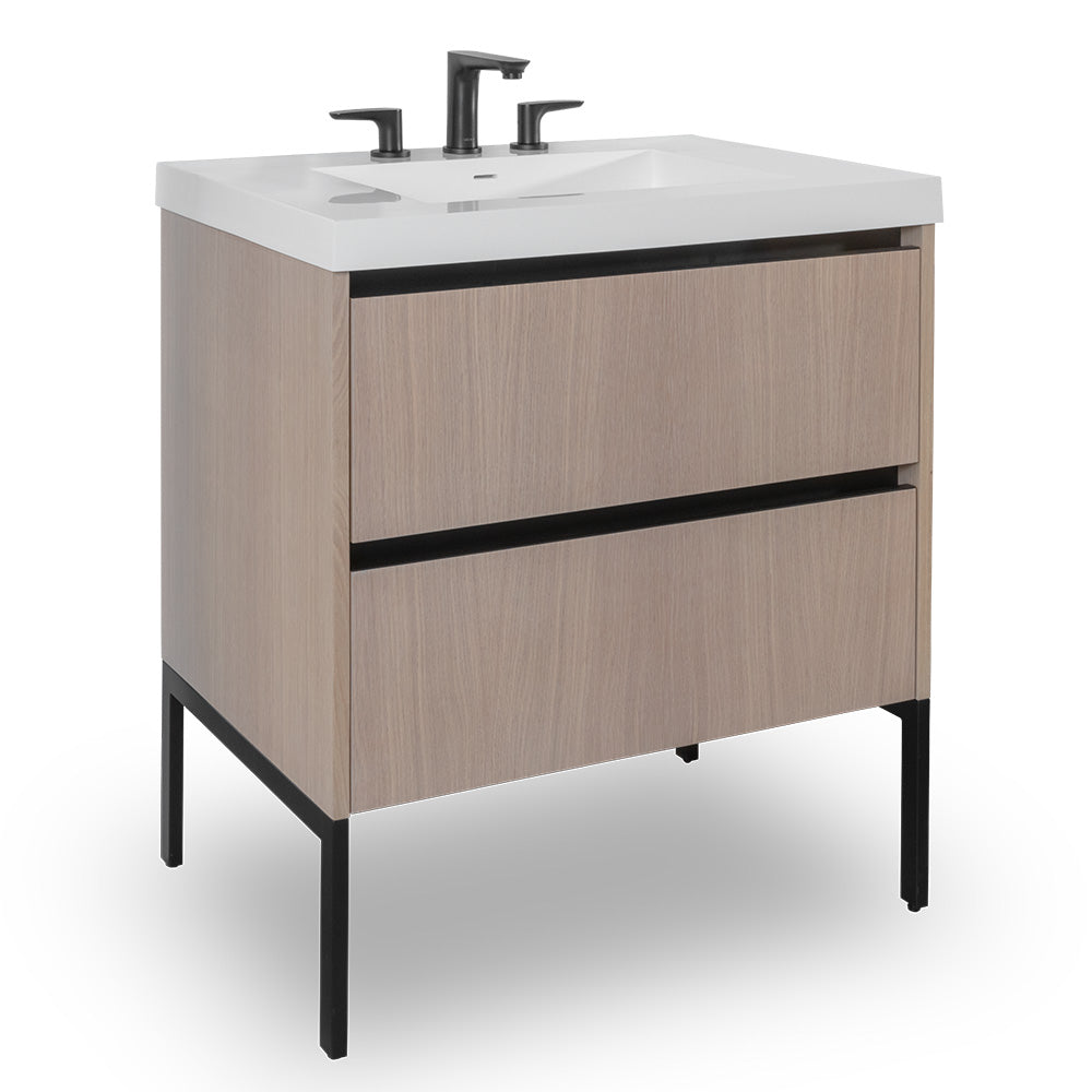 Lacava - Wall-Mount Under Counter Vanity With 2 Drawers And A Notch In Back. Bathroom Sink H262Tsold Separately .W:29 3/4", D: 20 7/8", H: 22".