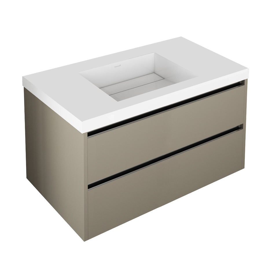 Lacava - Wall-Mount Under Counter Vanity With 2 Drawers And A Notch In Back. Bathroom Sink H262Tsold Separately .W: 35 3/4" D: 20 7/8" H: 22".