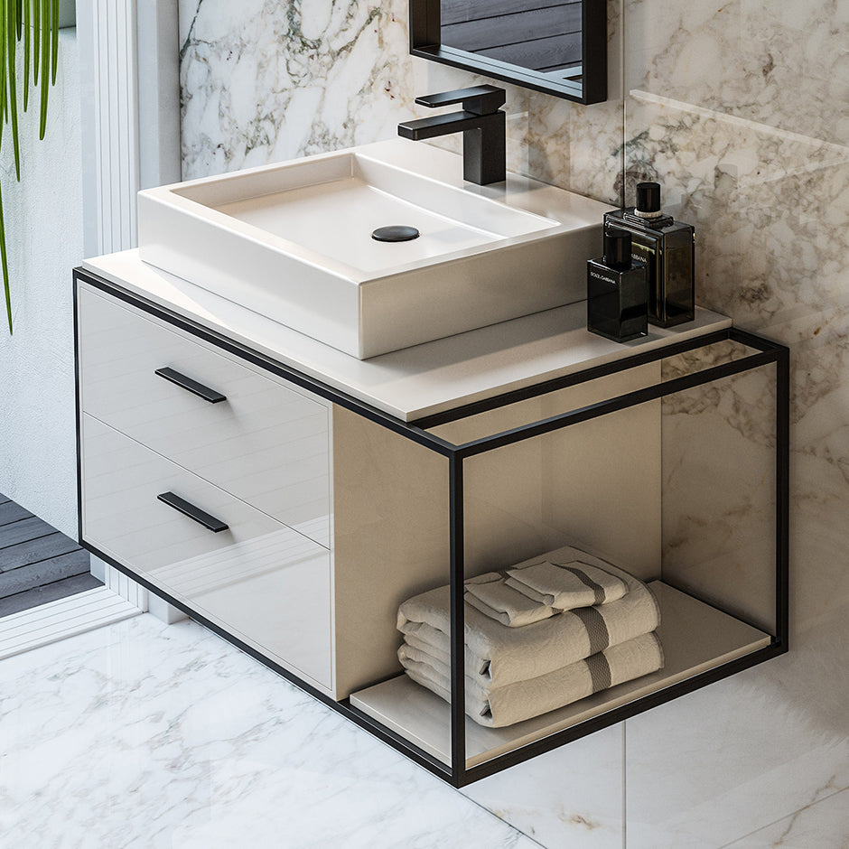 Lacava - Solid Surface Countertop For Wall-Mount Under-Counter Vanity Lin-Vs-36L. Sold Together With The Cabinet And Metal Frame. W: 32 1/2", D: 20 3/4", H: 1/2".