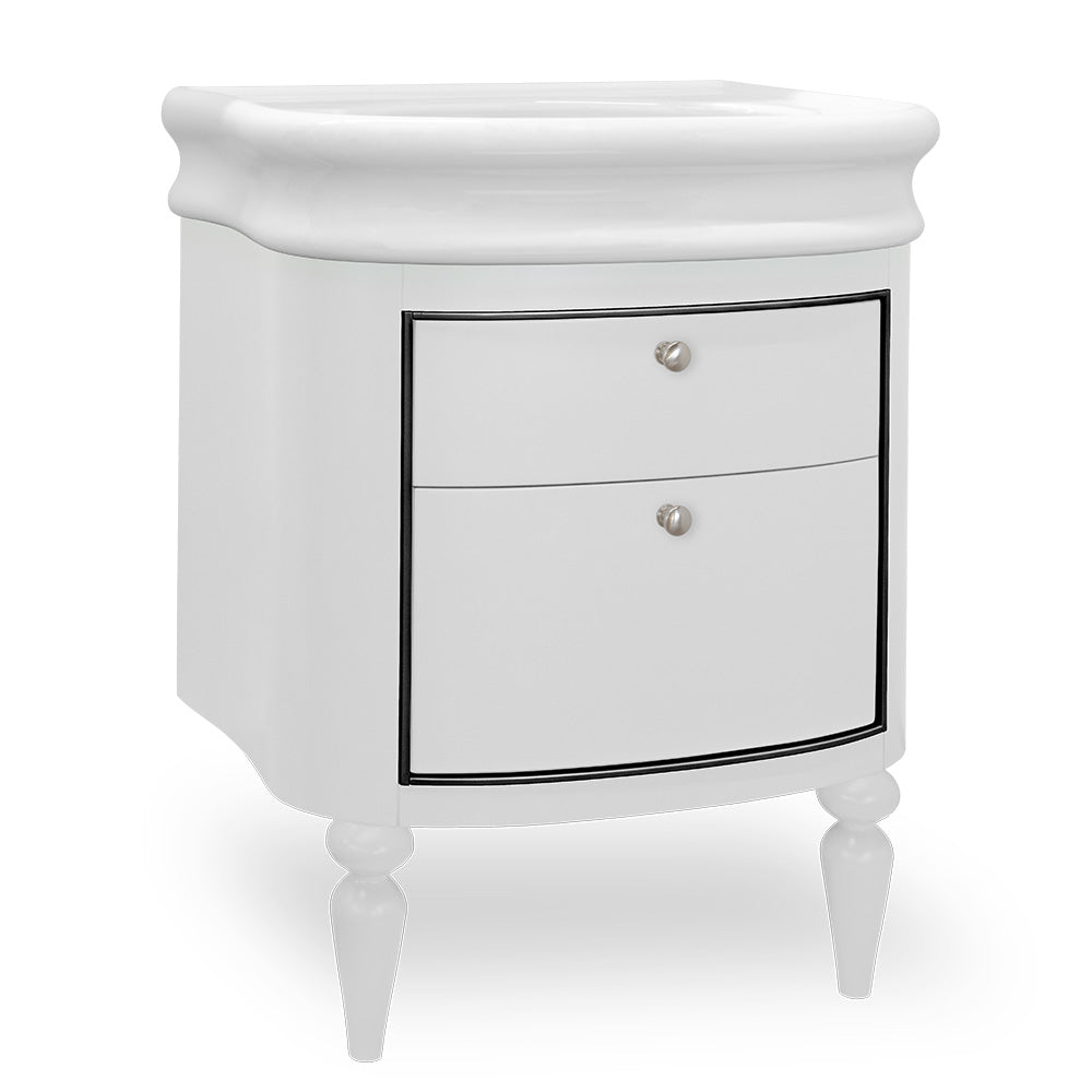 Lacava - Wall-Mount Under-Counter Vanity With Two Drawers. The Top Drawer Has U-Shape Notch For Plumbing. Polished Chrome Pulls Included. H25 Legs And H251 Bathroom Sink Sold Separtely. W: 24 1/2", D: 19 1/2", H: 19 1/2"