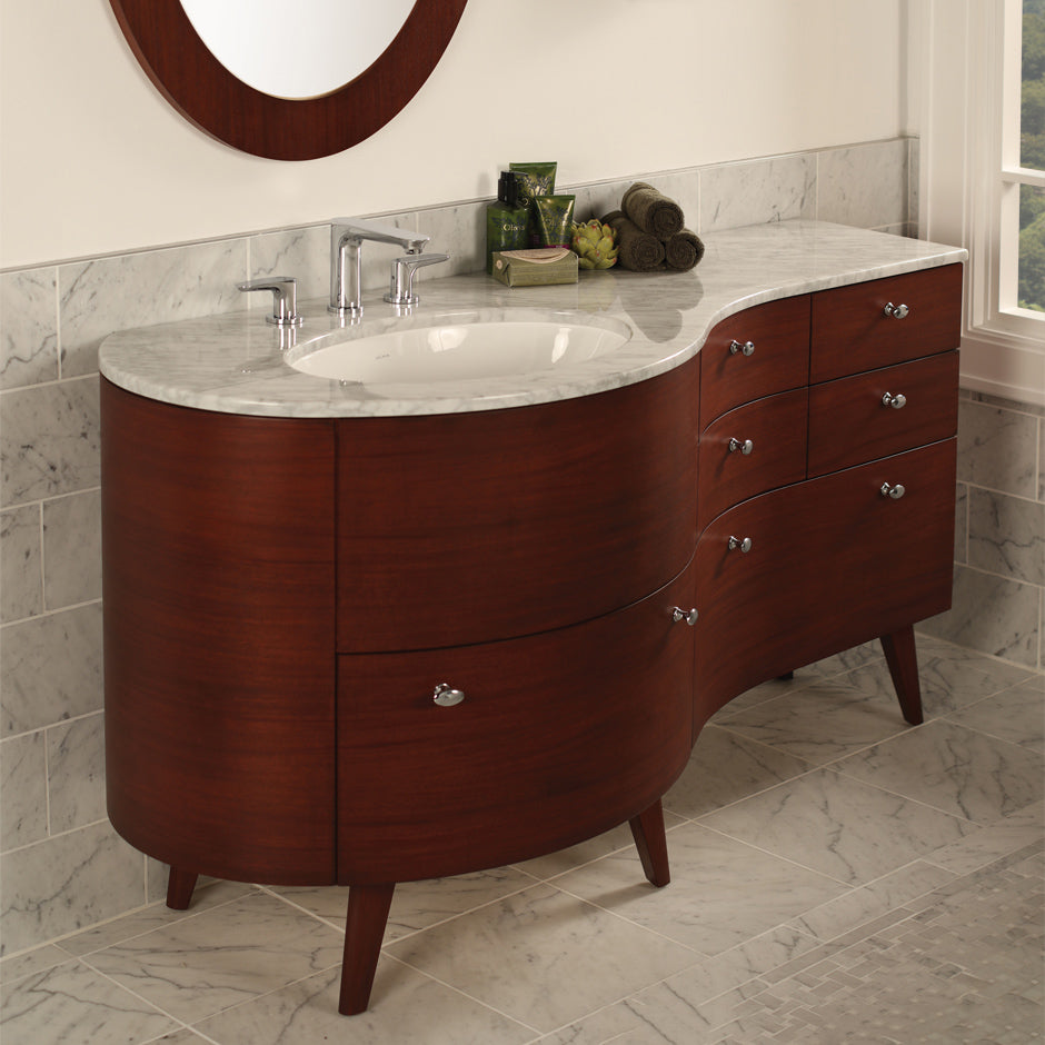 Lacava - Countertop For Vanity Flo-F-60L, With A Cut-Out For Bathroom Sink 33La, 60 1/2"W, 21 3/4"D, 1 1/4"H. Washbasin 33La Sold Separately. Avaible Faucet Holes: Zero Faucet Holes, One Faucet Hole, And 3 Faucet Holes In 8” Spread