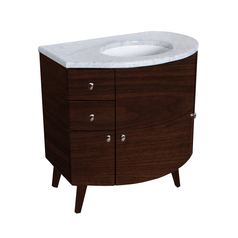 Lacava - Free-Standing Wood Base With Three Drawers And One Door, Washbasin On The Right, 36"W, 21 1/2"D, 31 1/2"H