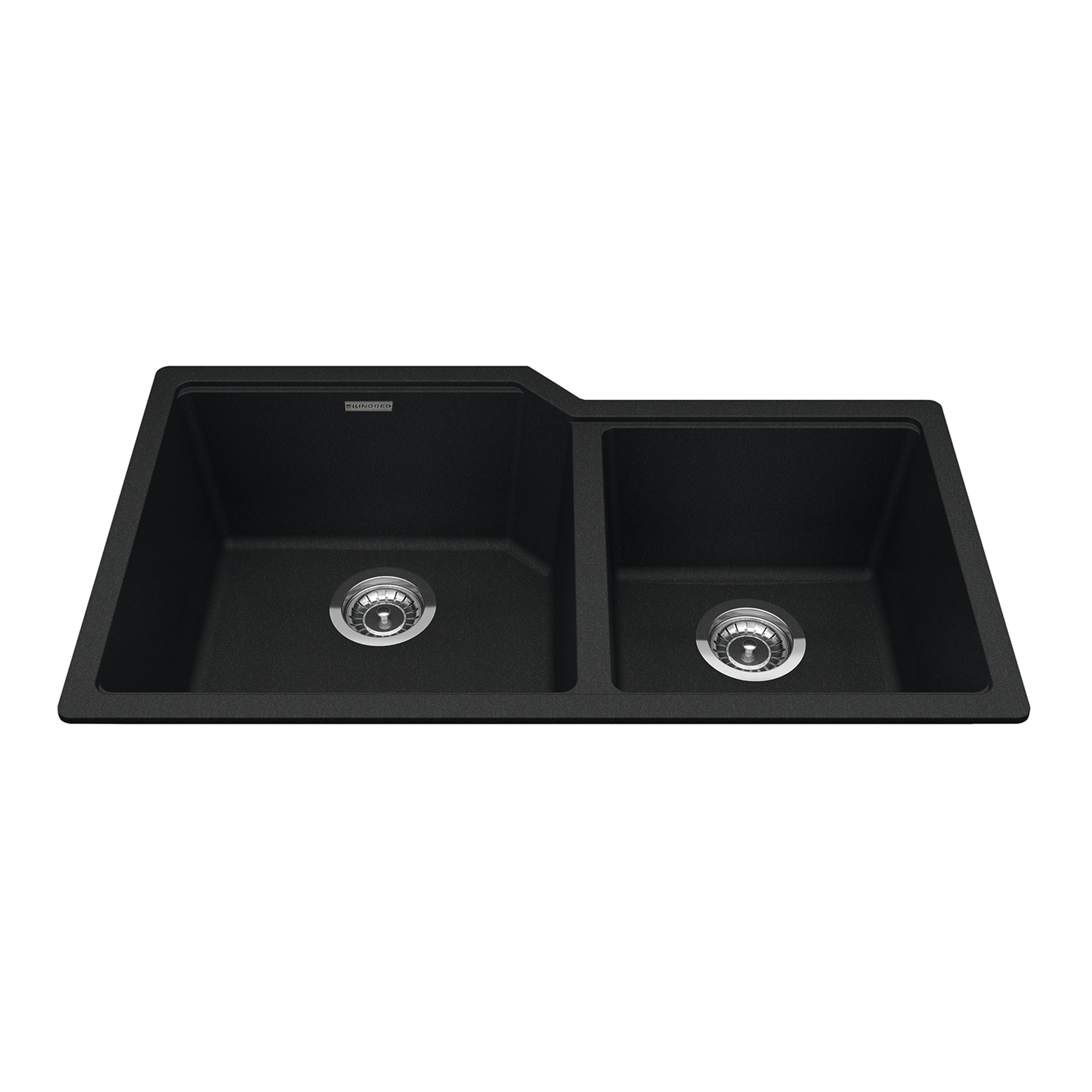 Kindred MGC2034U-9ON- Granite Series 33.88-in LR x 19.69-in FB Undermount Double Bowl Granite Kitchen Sink in Onyx