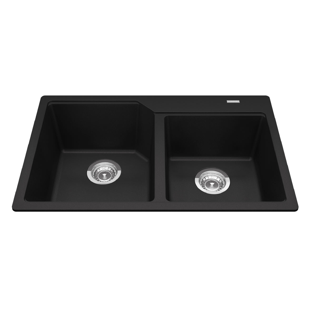 Kindred MGCM2031-9MBK- Granite Series 30.69-in LR x 19.69-in FB Drop In Double Bowl Granite Kitchen Sink in Matte Black - FaucetExpress.ca