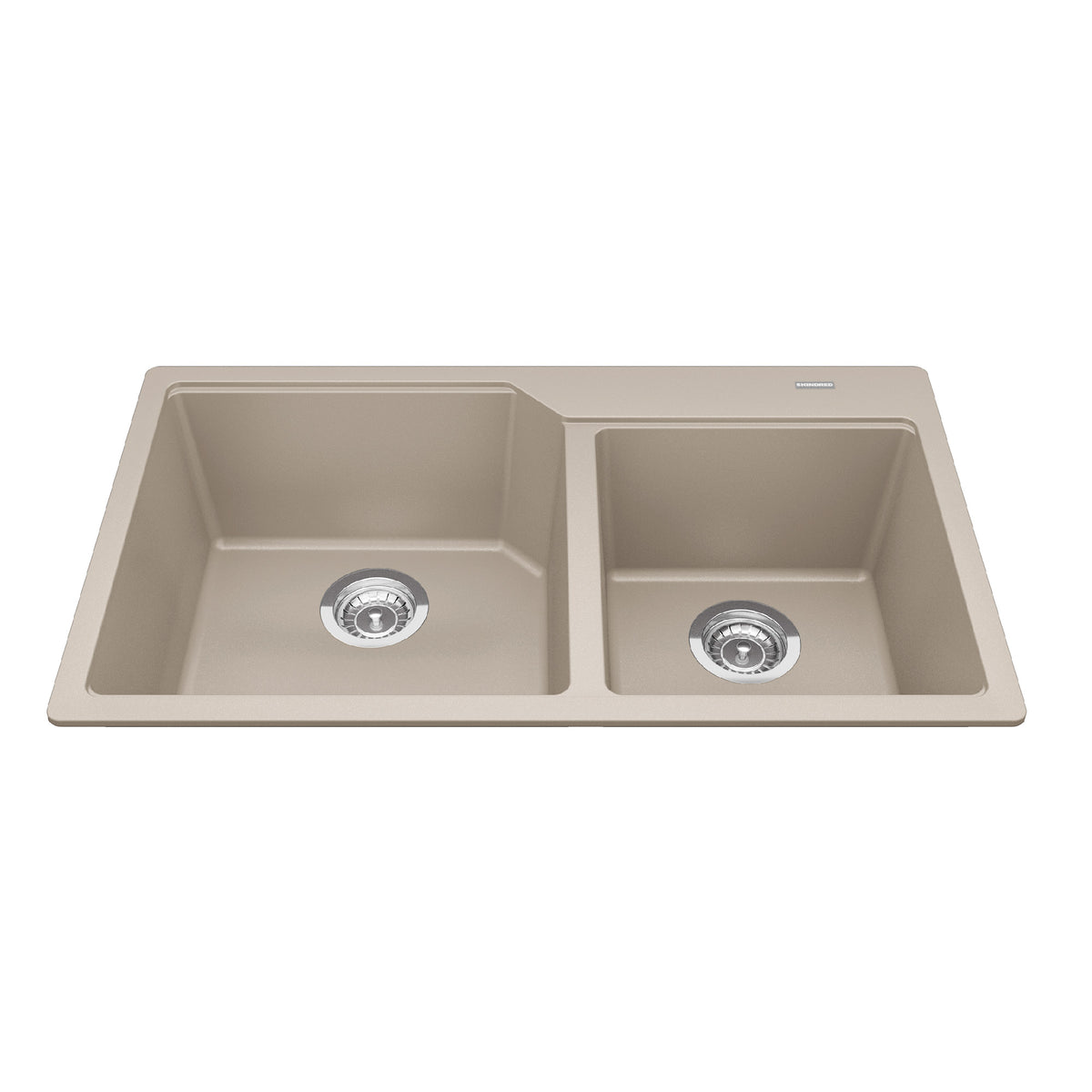 Kindred MGCM2034-9CHA- Granite Series 33.88-in LR x 19.69-in FB Drop In Double Bowl Granite Kitchen Sink in Champagne - FaucetExpress.ca