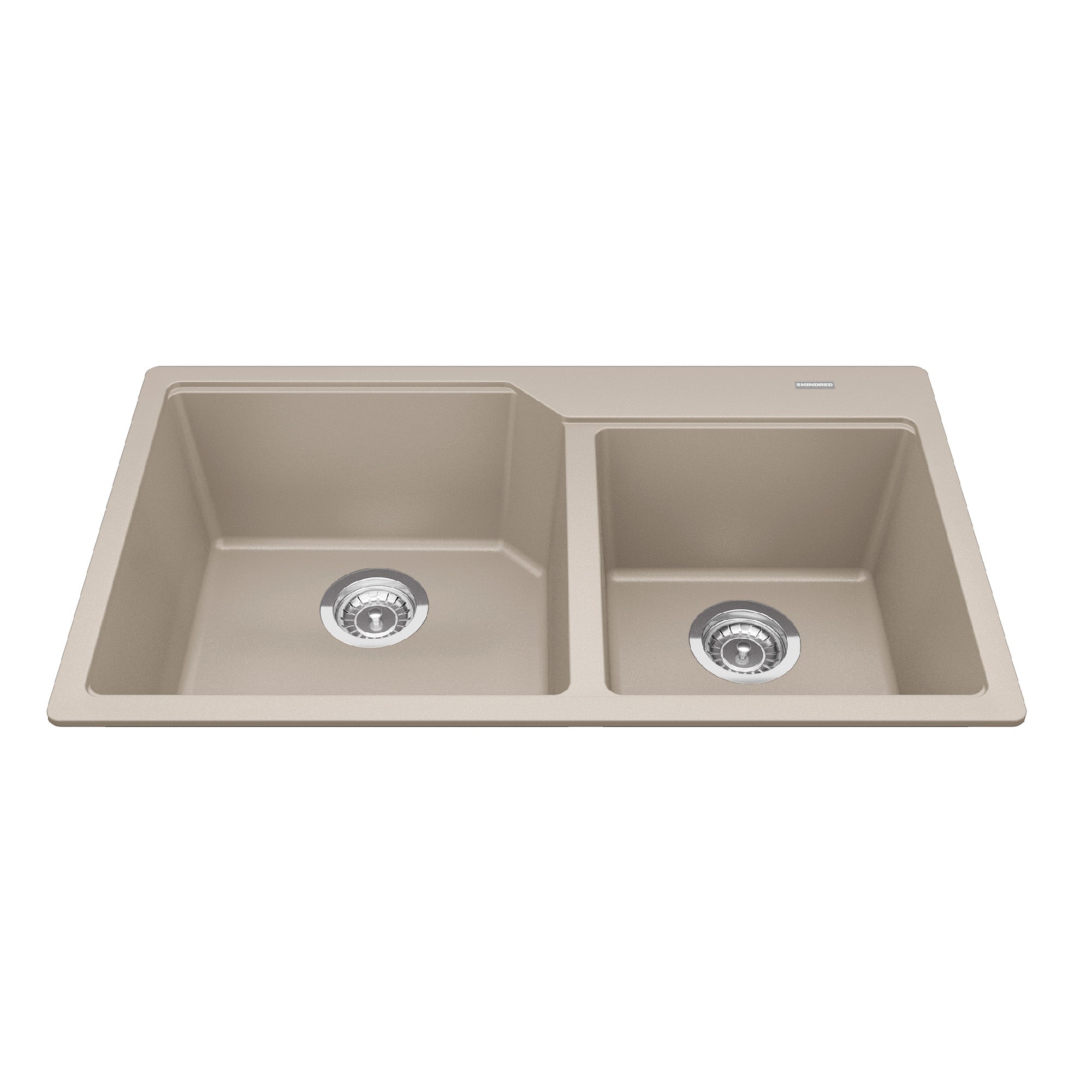 Kindred MGCM2034-9CHA- Granite Series 33.88-in LR x 19.69-in FB Drop In Double Bowl Granite Kitchen Sink in Champagne