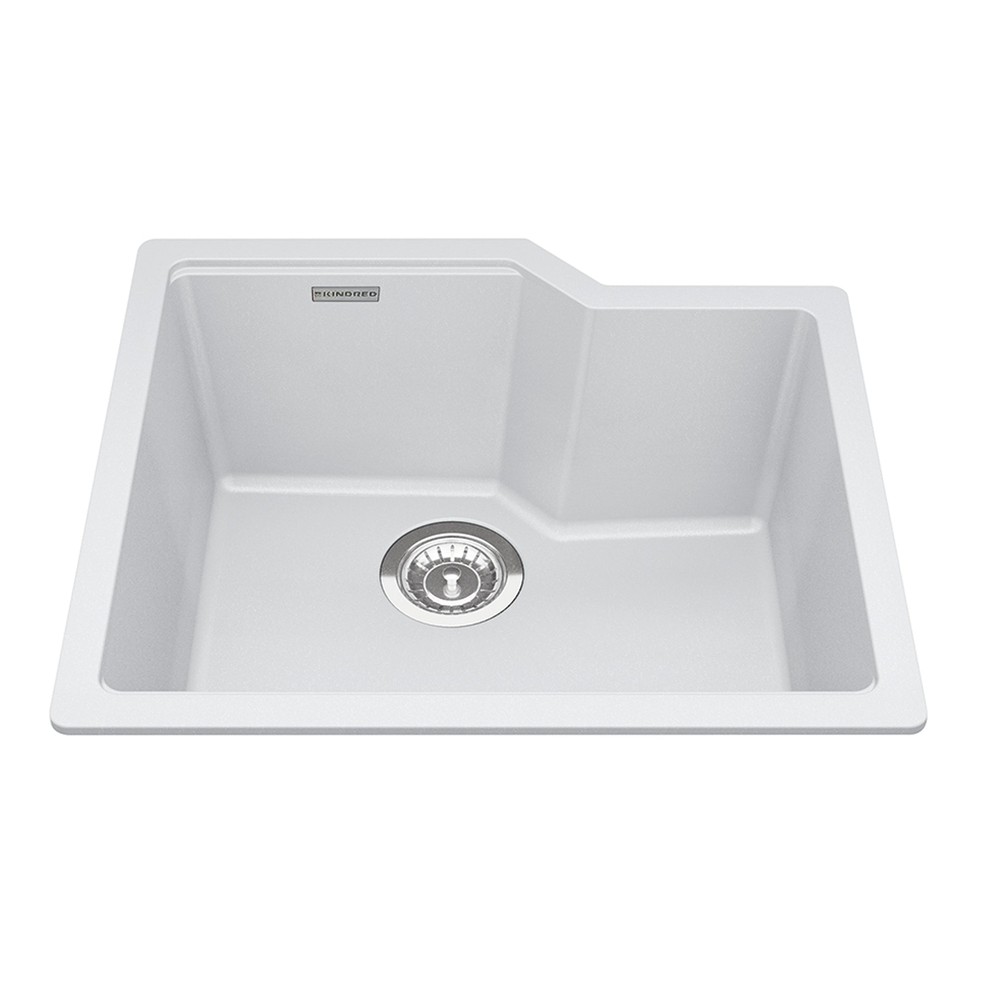Kindred MGS2022U-9PWT- Granite Series 22.06-in LR x 19.69-in FB Undermount Single Bowl Granite Kitchen Sink in Polar White